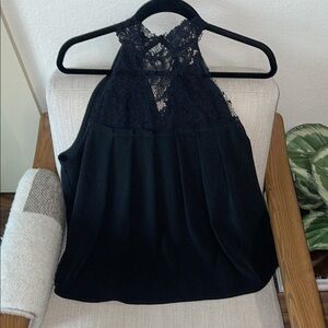 Adriano Goldschmied Black Lace Halter Top